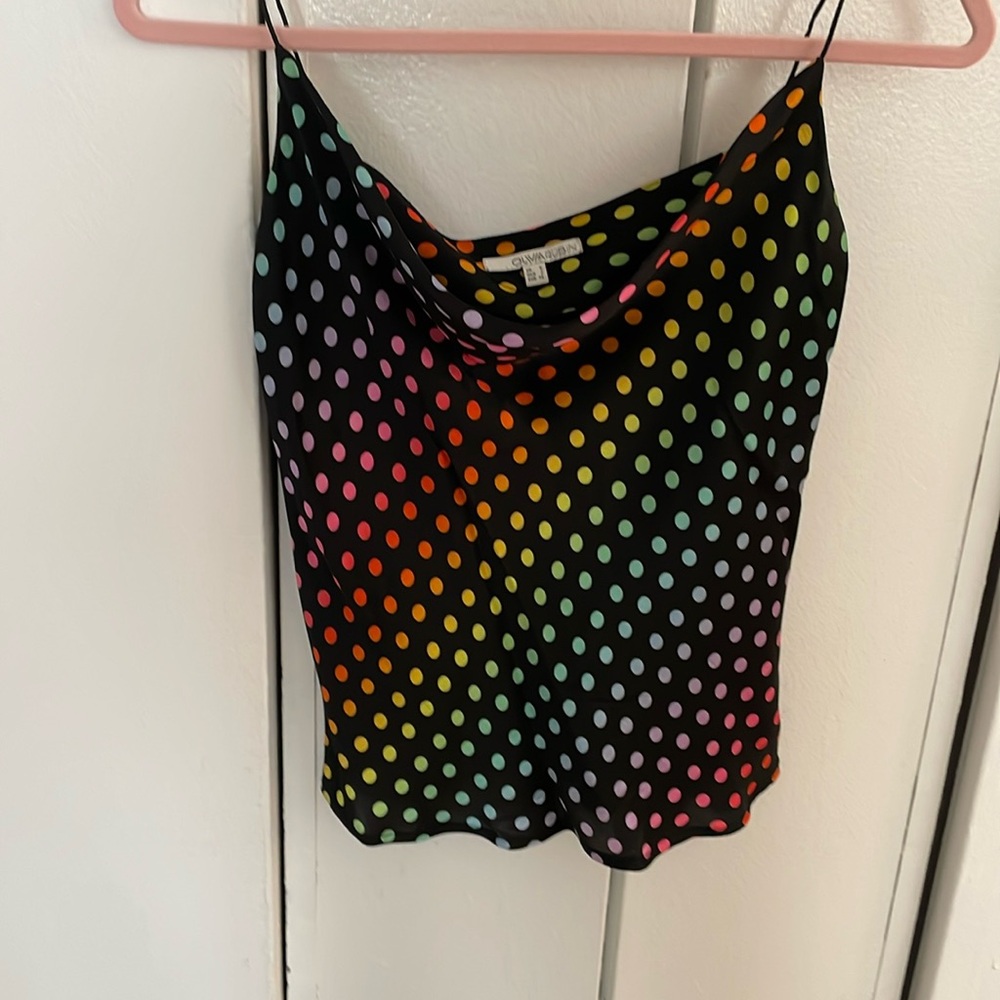 Rainbow Polka Dot Cowl Neck